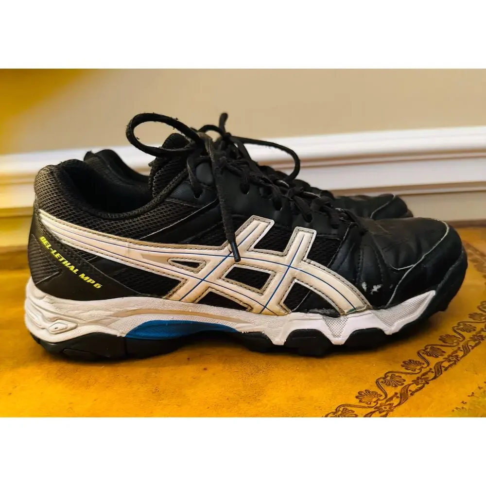 ASICS Womens Black Field Hockey Lacrosse Gel Lethal MP6 Turf Cleats Sneakers 7